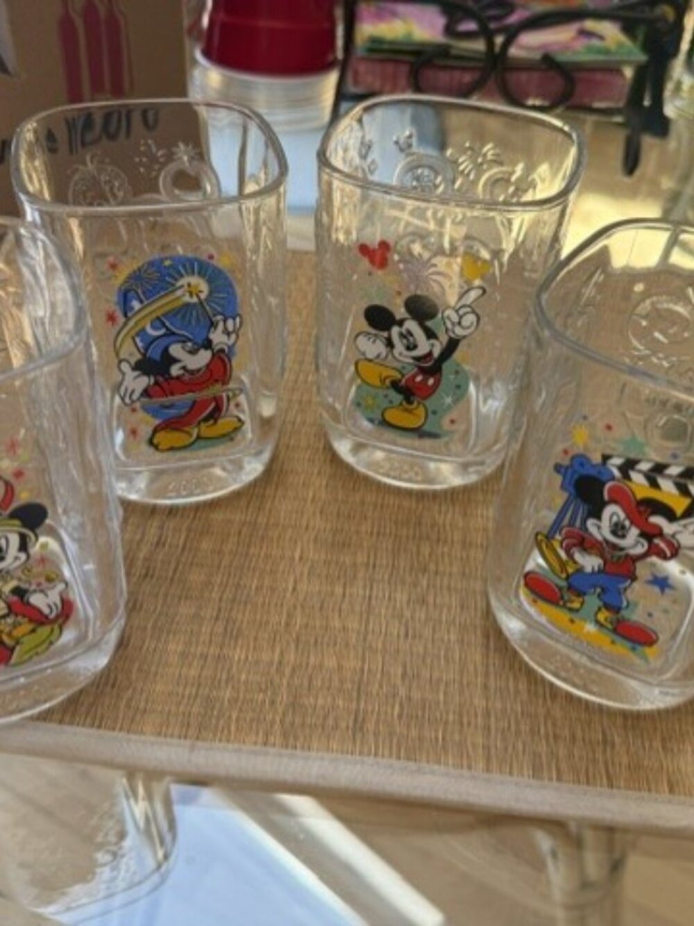 Walt Disney World McDonalds Mickey 2000 Celebration Square Glasses VTG Set of 4